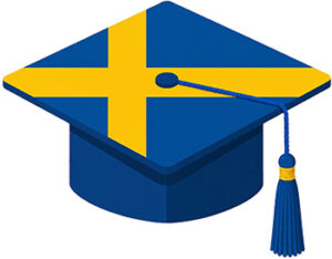 Swedish flag graduation cap